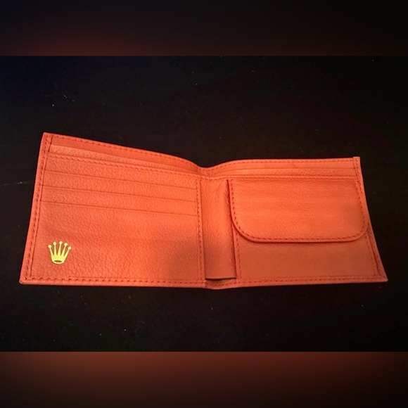 Rolex Red Leather Wallet with Gold Emblem
